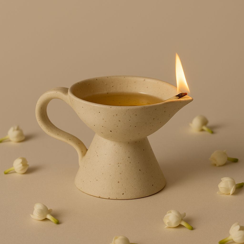 Ivory Ceramic Diya